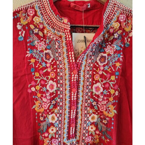 NWT Johnny Was Bethanie Tunic Red Embroidered SZ Small Boho - Picture 3 of 7